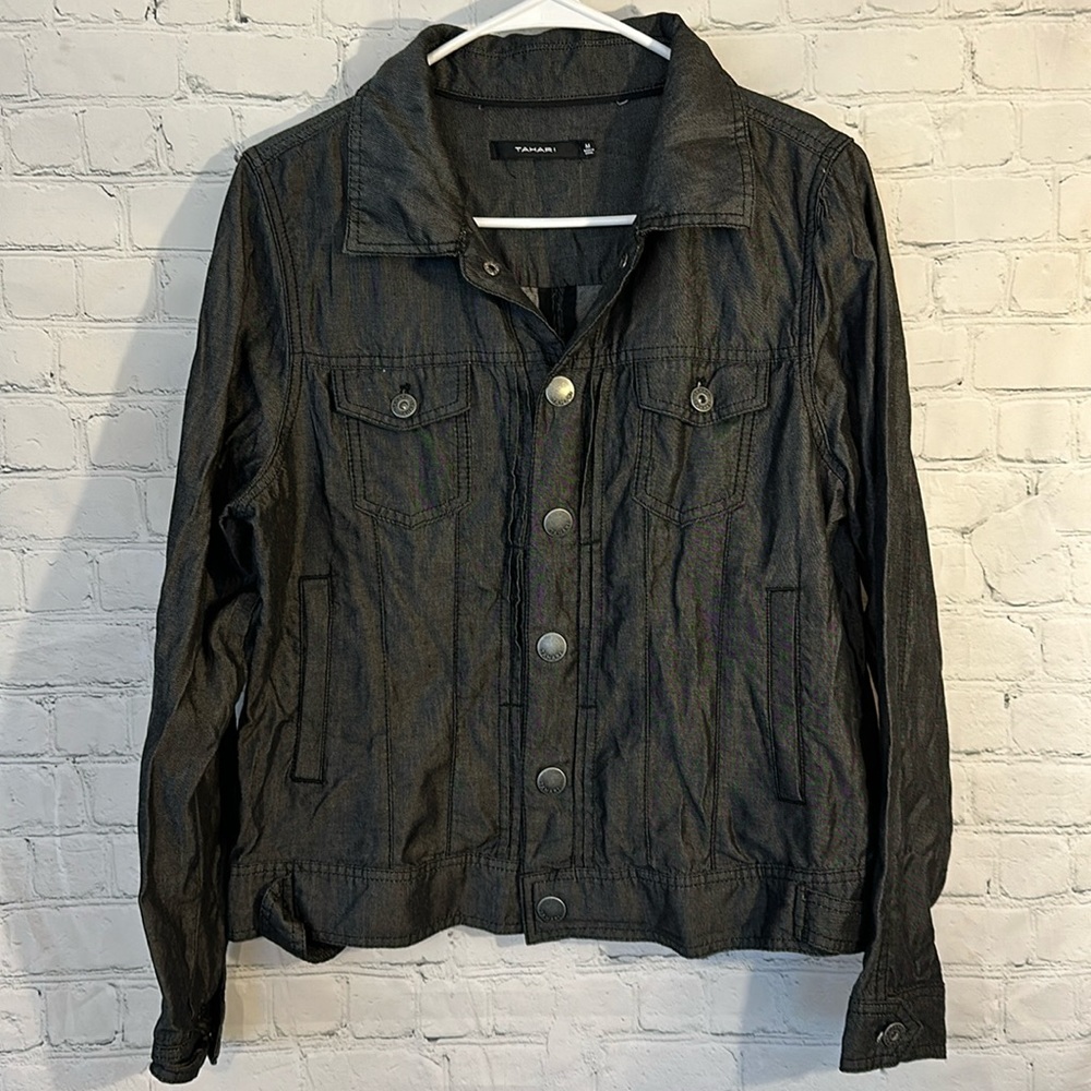 Tahari lightweight dark wash thin jacket